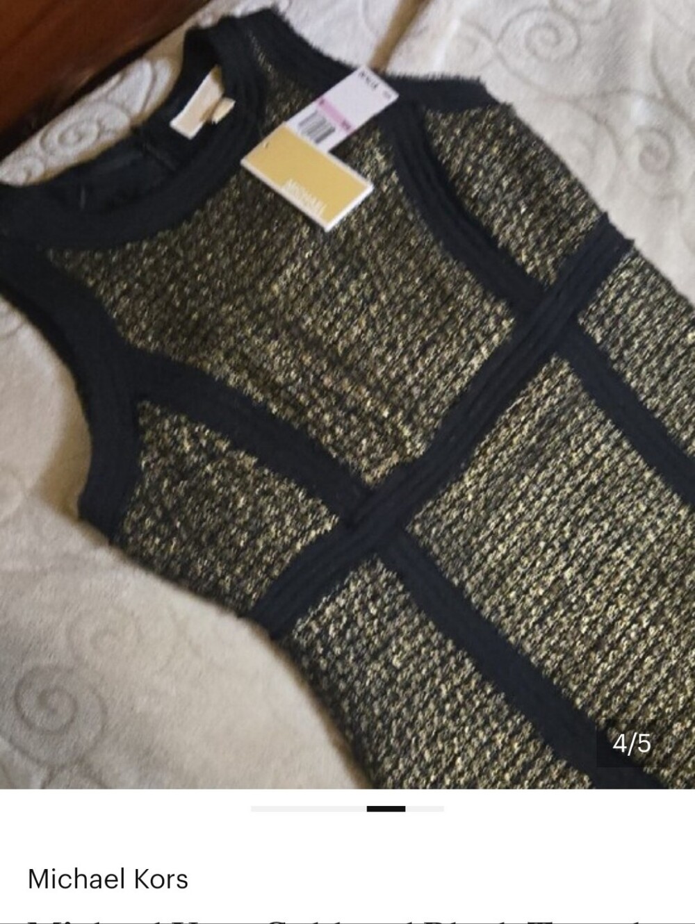 Michael Kors Gold and Black Tweed Wedding Dress